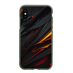 Чехол iPhone XS Max матовый Объемные темные пластины, цвет: 3D-темно-зеленый