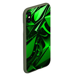 Чехол iPhone XS Max матовый Зеленые объемные объекты, цвет: 3D-темно-зеленый — фото 2