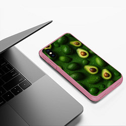 Чехол iPhone XS Max матовый Сочная текстура из авокадо, цвет: 3D-малиновый — фото 2