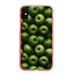 Чехол iPhone XS Max матовый Сочная текстура из зеленых яблок, цвет: 3D-баблгам
