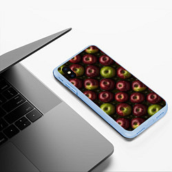 Чехол iPhone XS Max матовый Сочная текстура из яблок, цвет: 3D-голубой — фото 2