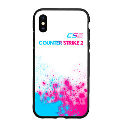 Чехол iPhone XS Max матовый Counter Strike 2 neon gradient style: символ сверх, цвет: 3D-черный