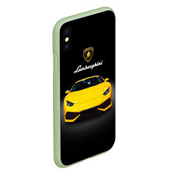 Чехол iPhone XS Max матовый Итальянский спорткар Lamborghini Aventador, цвет: 3D-салатовый — фото 2