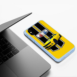 Чехол iPhone XS Max матовый Мощный маслкар Chevrolet Camaro 2010 года, цвет: 3D-голубой — фото 2