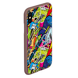 Чехол iPhone XS Max матовый Guitars - pop art pattern, цвет: 3D-коричневый — фото 2