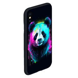 Чехол iPhone XS Max матовый Панда в неоновых красках, цвет: 3D-черный — фото 2