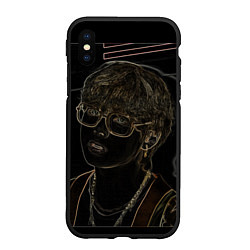 Чехол iPhone XS Max матовый Тэхен в темном стиле, цвет: 3D-черный