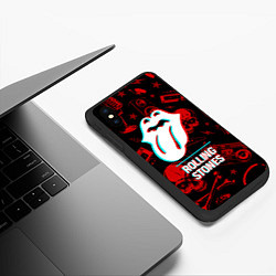 Чехол iPhone XS Max матовый Rolling Stones rock glitch, цвет: 3D-черный — фото 2