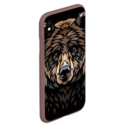 Чехол iPhone XS Max матовый Медведь в этническом стиле, цвет: 3D-коричневый — фото 2