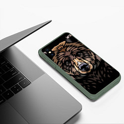 Чехол iPhone XS Max матовый Медведь в этническом стиле, цвет: 3D-темно-зеленый — фото 2