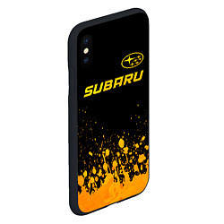Чехол iPhone XS Max матовый Subaru - gold gradient: символ сверху, цвет: 3D-черный — фото 2