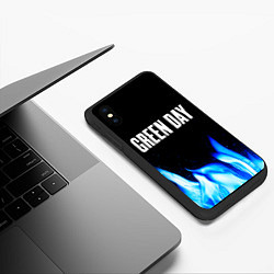 Чехол iPhone XS Max матовый Green Day blue fire, цвет: 3D-черный — фото 2