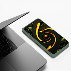 Чехол iPhone XS Max матовый Круговорот текстур, цвет: 3D-темно-зеленый — фото 2