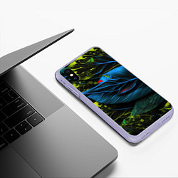 Чехол iPhone XS Max матовый Синий лист абстракция, цвет: 3D-светло-сиреневый — фото 2