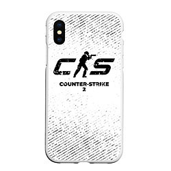 Чехол iPhone XS Max матовый Counter-Strike 2 с потертостями на светлом фоне, цвет: 3D-белый