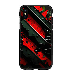 Чехол iPhone XS Max матовый Черные плашки на красном фоне