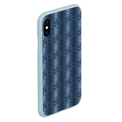Чехол iPhone XS Max матовый Атласный синий узор с завертушками, цвет: 3D-голубой — фото 2