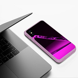Чехол iPhone XS Max матовый Фиолетовая мрачная геометрическая фигура, цвет: 3D-сиреневый — фото 2