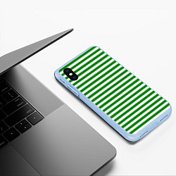 Чехол iPhone XS Max матовый Тельняшка зеленая Пограничных войск, цвет: 3D-голубой — фото 2