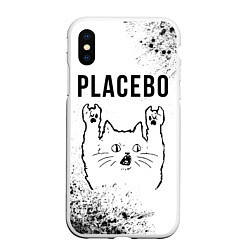 Чехол iPhone XS Max матовый Placebo рок кот на светлом фоне, цвет: 3D-белый