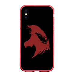 Чехол iPhone XS Max матовый Red bear, цвет: 3D-красный