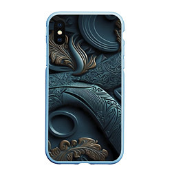 Чехол iPhone XS Max матовый Узорные фракталы, цвет: 3D-голубой