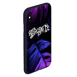 Чехол iPhone XS Max матовый Aerosmith neon monstera, цвет: 3D-черный — фото 2