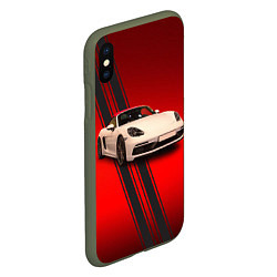 Чехол iPhone XS Max матовый Немецкий спортивный автомобиль Porsche, цвет: 3D-темно-зеленый — фото 2