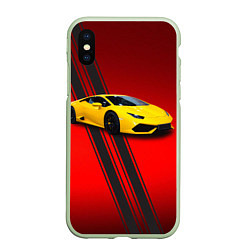 Чехол iPhone XS Max матовый Итальянский гиперкар Lamborghini Aventador, цвет: 3D-салатовый