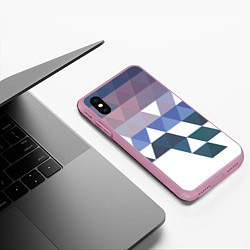 Чехол iPhone XS Max матовый Абстрактные разноцветные треугольники в паттерне, цвет: 3D-розовый — фото 2
