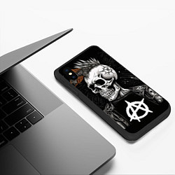 Чехол iPhone XS Max матовый Анархия скелет, цвет: 3D-черный — фото 2