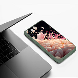 Чехол iPhone XS Max матовый Множество розовых цветов, цвет: 3D-темно-зеленый — фото 2