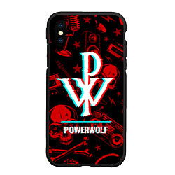 Чехол iPhone XS Max матовый Powerwolf rock glitch, цвет: 3D-черный