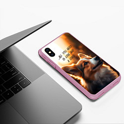 Чехол iPhone XS Max матовый Любовь и корги, цвет: 3D-розовый — фото 2
