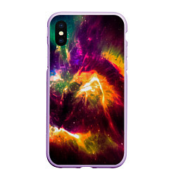 Чехол iPhone XS Max матовый Небула в космосе разноцветная - нейронная сеть, цвет: 3D-сиреневый