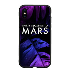 Чехол iPhone XS Max матовый Thirty Seconds to Mars neon monstera, цвет: 3D-черный