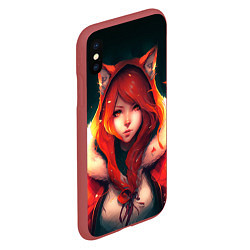 Чехол iPhone XS Max матовый Рыжая девушка-лиса, цвет: 3D-красный — фото 2