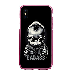 Чехол iPhone XS Max матовый Badass, цвет: 3D-малиновый