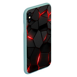 Чехол iPhone XS Max матовый Плиты с красной подсветкой, цвет: 3D-мятный — фото 2
