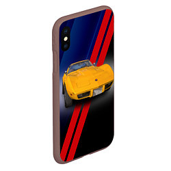 Чехол iPhone XS Max матовый Классический спорткар Chevrolet Corvette Stingray, цвет: 3D-коричневый — фото 2