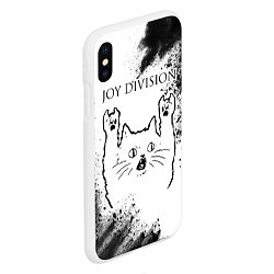 Чехол iPhone XS Max матовый Joy Division рок кот на светлом фоне, цвет: 3D-белый — фото 2