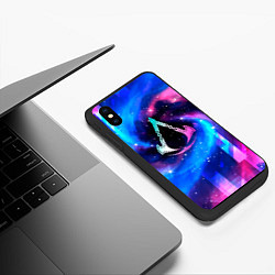 Чехол iPhone XS Max матовый Assassins Creed неоновый космос, цвет: 3D-черный — фото 2