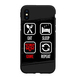 Чехол iPhone XS Max матовый Eat, sleep, GTA, repeat, цвет: 3D-черный