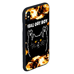 Чехол iPhone XS Max матовый Fall Out Boy рок кот и огонь, цвет: 3D-черный — фото 2