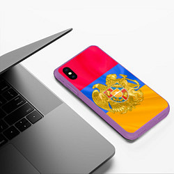 Чехол iPhone XS Max матовый Солнечная Армения, цвет: 3D-фиолетовый — фото 2