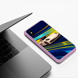 Чехол iPhone XS Max матовый Спортивная немецкая машина Porsche 911, цвет: 3D-сиреневый — фото 2