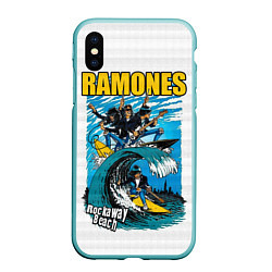 Чехол iPhone XS Max матовый Ramones rock away beach, цвет: 3D-мятный