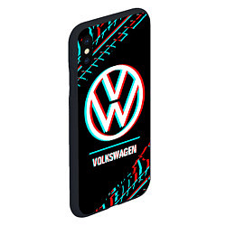 Чехол iPhone XS Max матовый Значок Volkswagen в стиле glitch на темном фоне, цвет: 3D-черный — фото 2