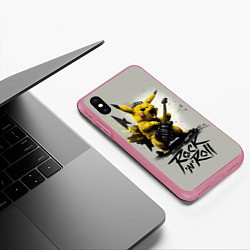 Чехол iPhone XS Max матовый Пикачу рокер, цвет: 3D-малиновый — фото 2