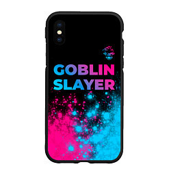 Чехол iPhone XS Max матовый Goblin Slayer - neon gradient: символ сверху, цвет: 3D-черный